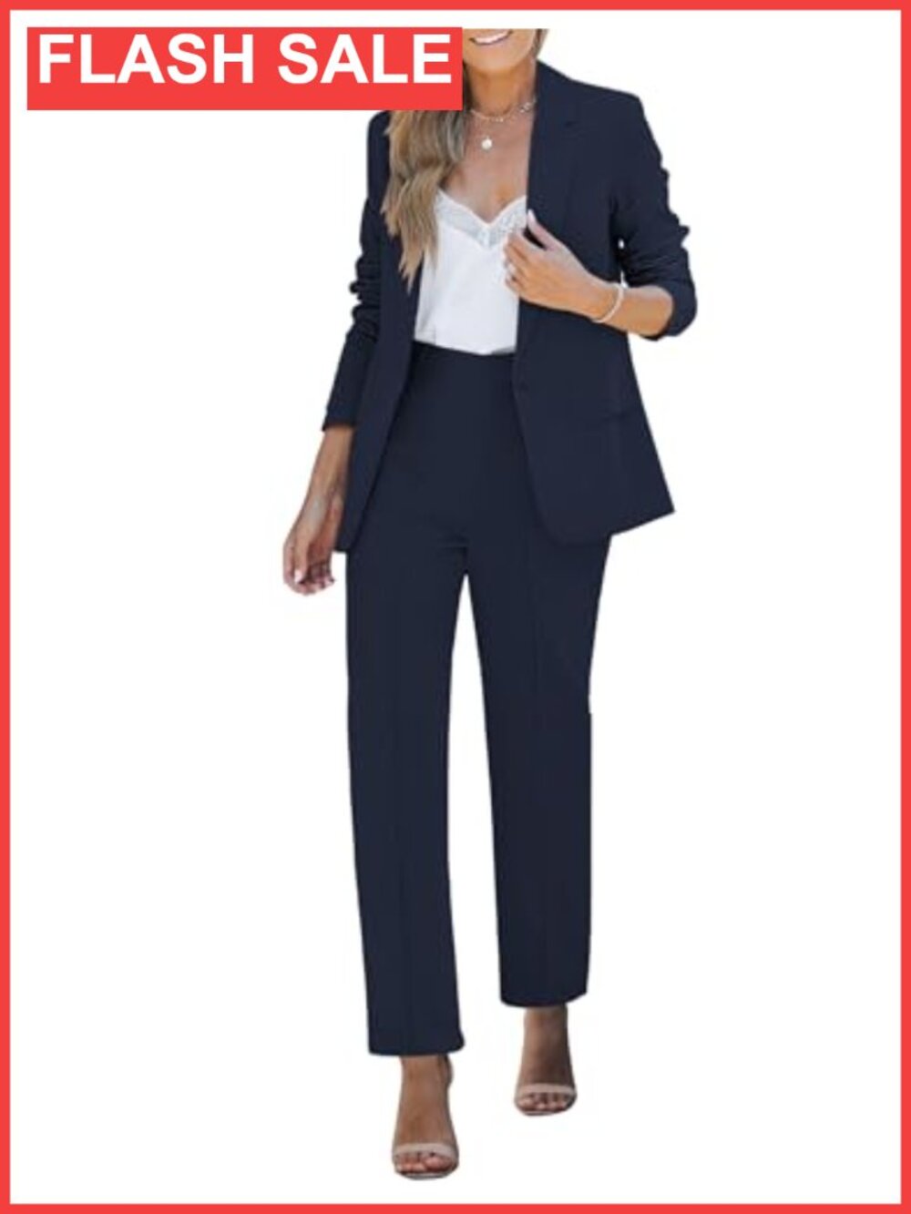 Women's Two Piece Pantsuit Set Dressy Business Casual Blazer Pants Suit